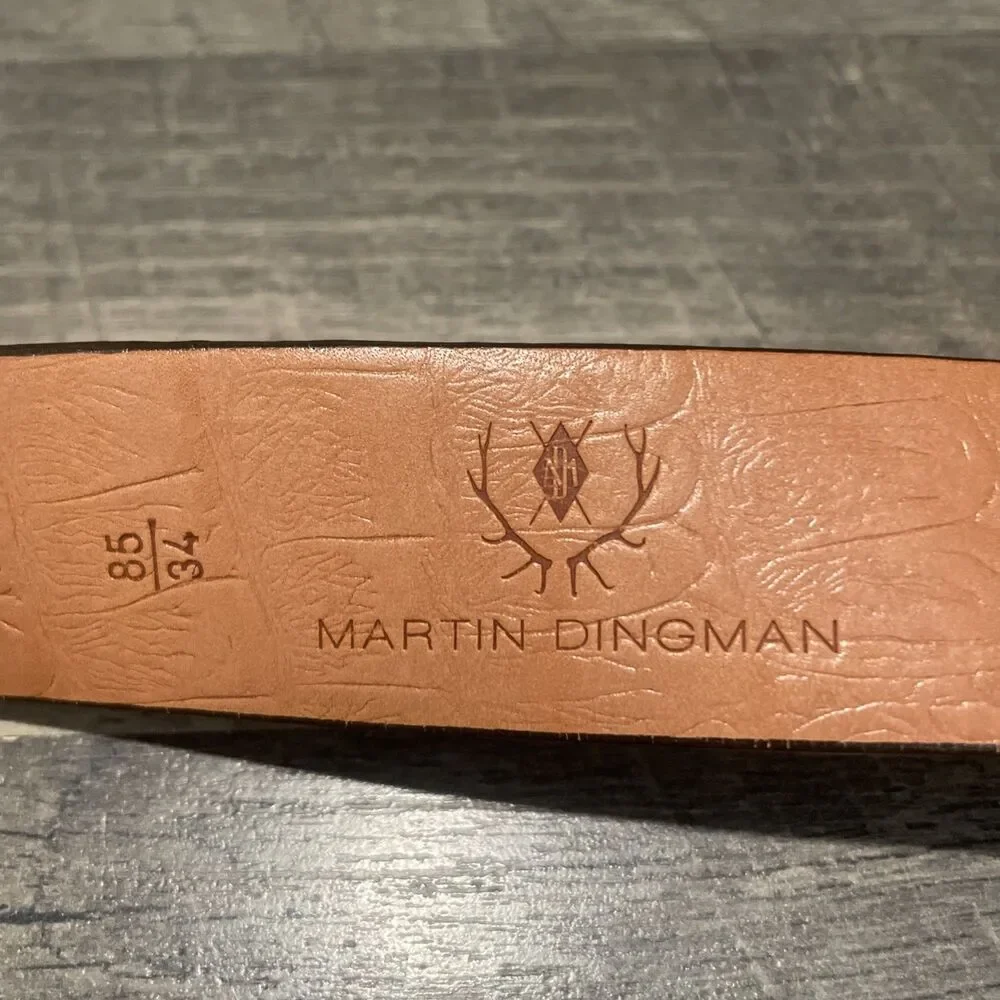 Martin Dingman Men’s Crocodile Embossed Leather Belt Size 34 Handcrafted USA